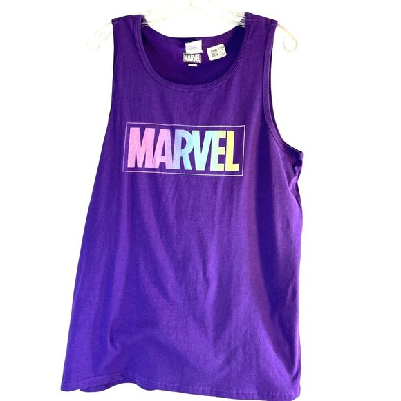 Port & Company Mens Tank Top Graphic Marvel Purple Multi Size M NWT - Picture 1 of 7
